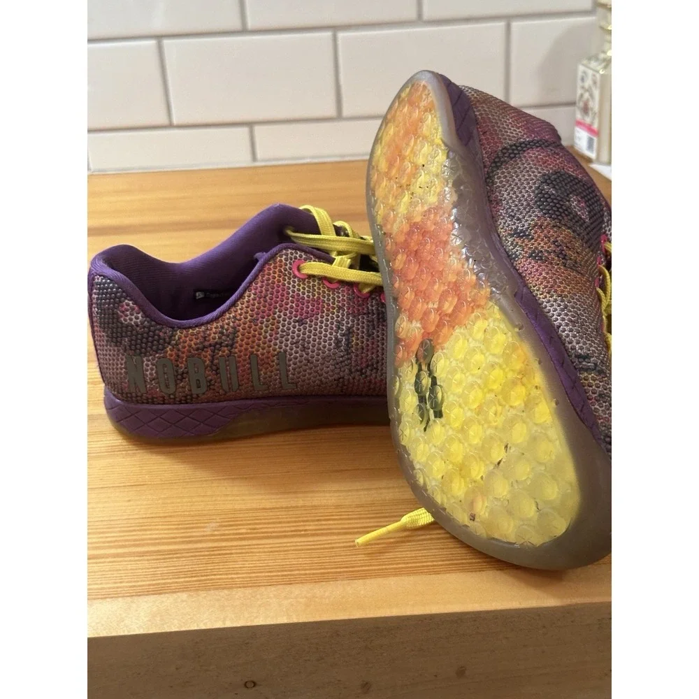NOBULL Low Top Athletic Training Sneakers Lace Up Purple Multicolor Yellow
